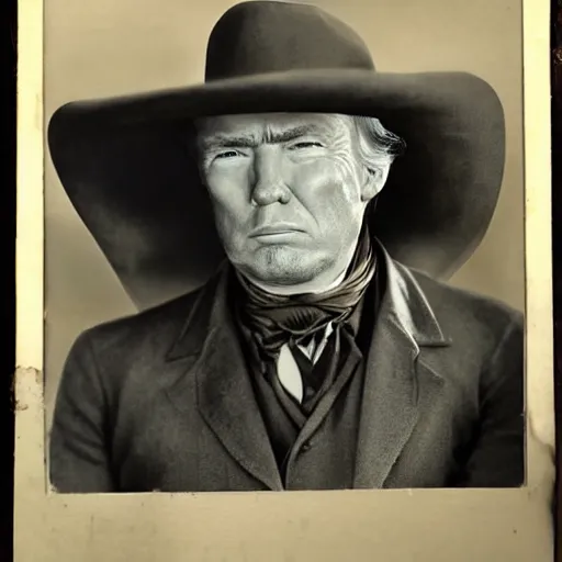 Image similar to an 1 8 0 0 s photo of donald trump playing the role of clint eastwood, squinting at high noon, in the style of a clint eastwood movie, the good, the bad and the ugly, clint eastwood, vibe, donald trump, glory days, mount rushmore, justice, american flag, independence, patriotism, apple pie, black and white, artgerm