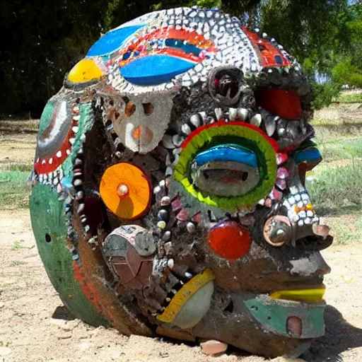 Image similar to A sculpture a Mexican native made pure recycled materials