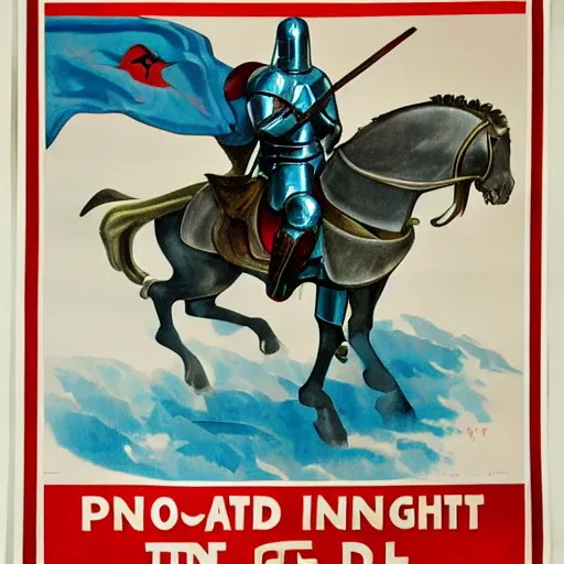 Prompt: Propaganda Poster of Medieval knight