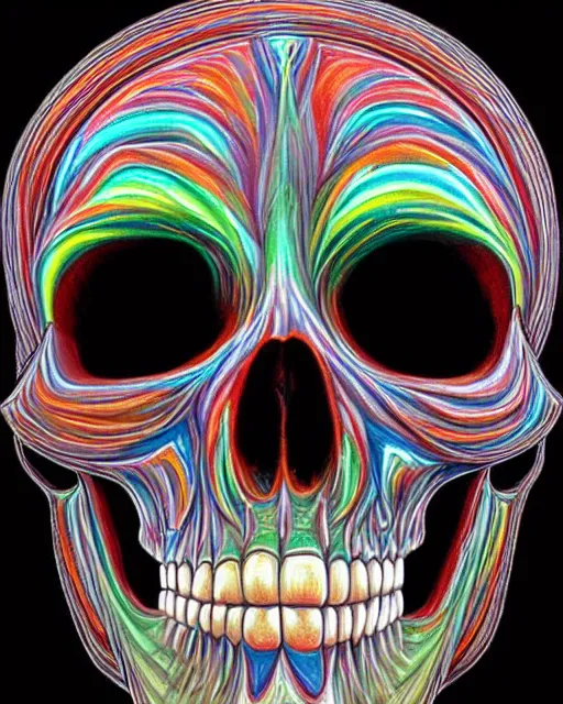 Image similar to 3 d skull by alex grey