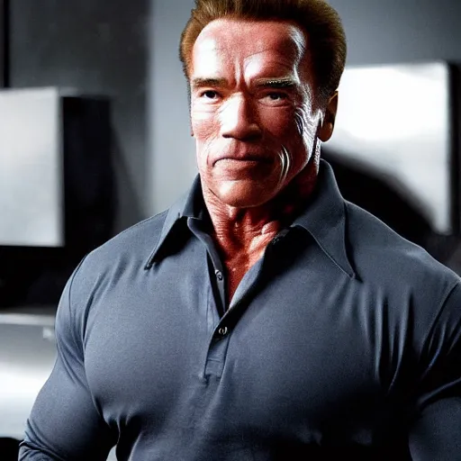 Prompt: arnold schwarzenegger starring in the new movie called cheese robot, 8 k, movie still