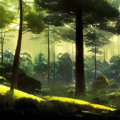 Prompt: forest lanscape panorama by pixar by makoto shinkai frazetta