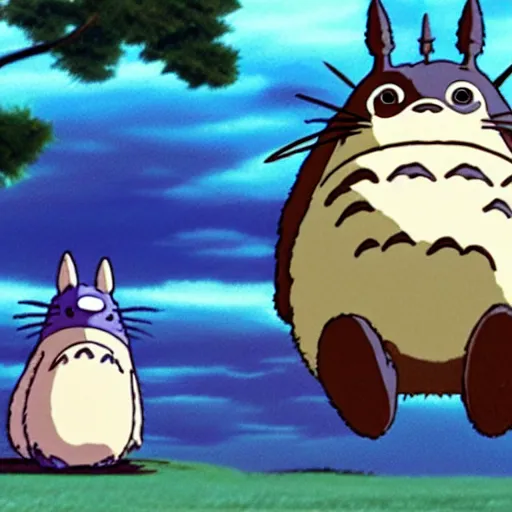 Prompt: my neighbor totoro styleframe if the movie was directed by james cameron