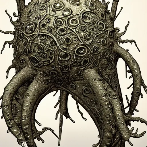 Prompt: internal lymphocyte virion rawandrendered synaptic transmission embryonic beholder shoggoth by kumpan alexandr. # imaginativerealism