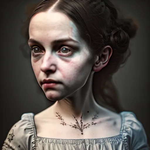 Image similar to cute victorian girl, ultra realistic, concept art, intricate details, dark vibe, highly detailed, photorealistic, octane render, 8 k, unreal engine,