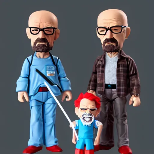 Image similar to billy crystal meth cosplay walter white, stop motion vinyl action figure, plastic, toy, butcher billy style