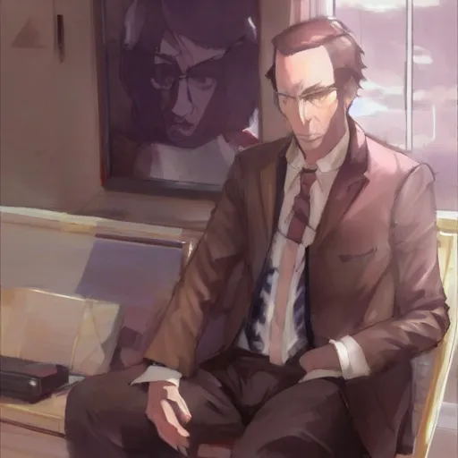 Image similar to saul goodman, art by krenz cushart