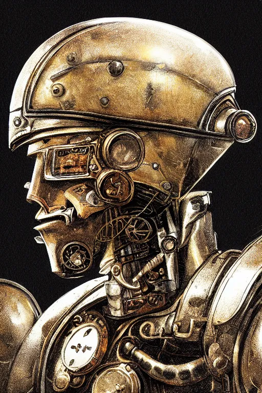 Image similar to steampunk helmet fantasy art mask robot ninja stylized digital illustration sharp focus, elegant intricate digital painting artstation concept art global illumination ray tracing advanced technology chaykin howard and campionpascale and cooke darwyn and davis jack