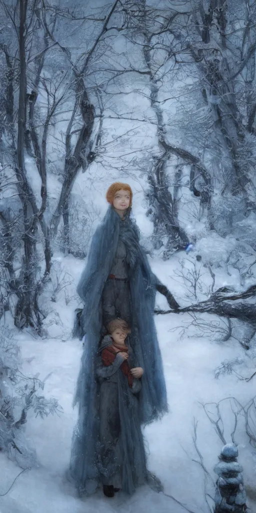 Image similar to winter, masterpiece by Edgar Maxence and Ross Tran and Michael Whelan, 8k, octane render