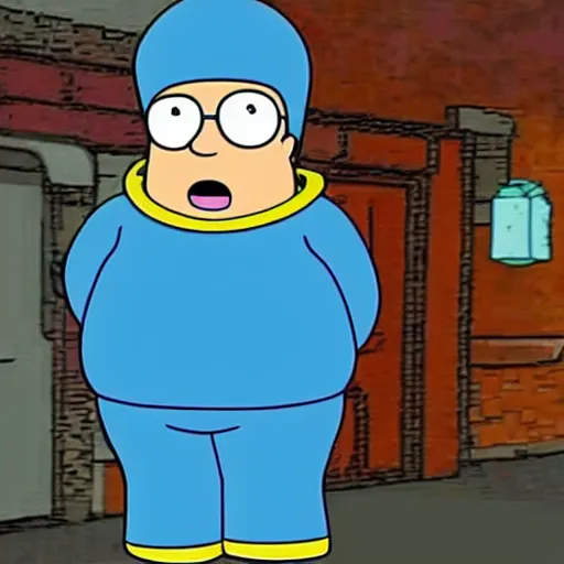 Image similar to peter griffin dressed as marge simpson