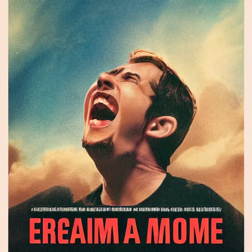 Prompt: a young man screaming movie poster