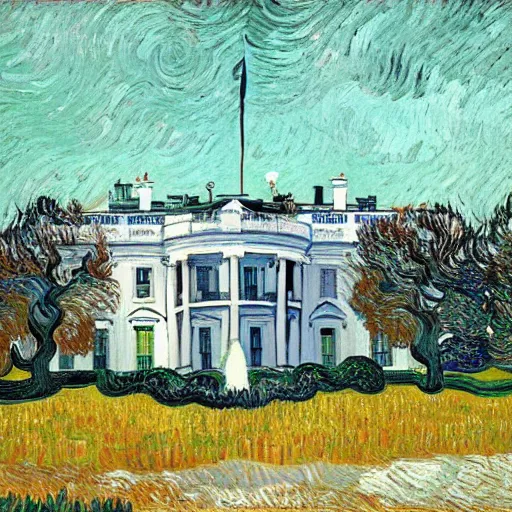 Prompt: White house, painted by Van Gogh