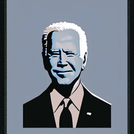 Image similar to individual furry biden silk screen portrait beeple style