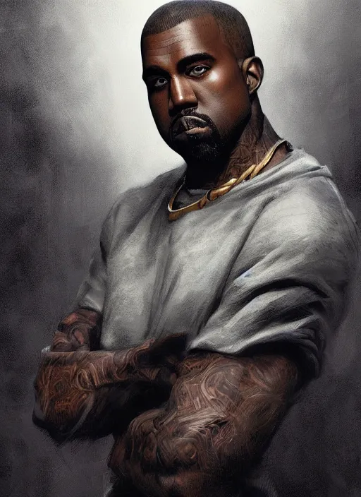 Image similar to Portrait of Kanye West, marvel comics, dark, intricate, highly detailed, smooth, artstation, digital illustration by Ruan Jia and Mandy Jurgens and Artgerm and Wayne Barlowe and Greg Rutkowski and Frank Frazetta