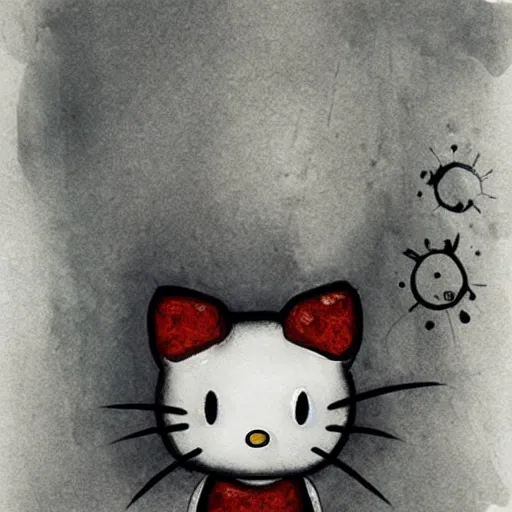 Prompt: Hello Kitty, artwork by Eric Lacombe,