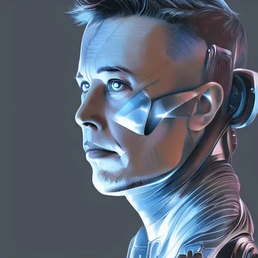 Image similar to elon musk as a cyborg, digital art, artstation