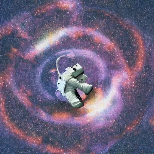 Image similar to astronaut falling into a interstellar black hole