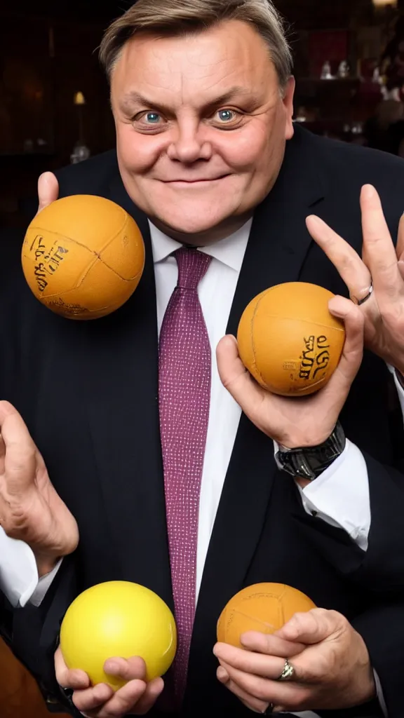 Prompt: ed balls, holding balls