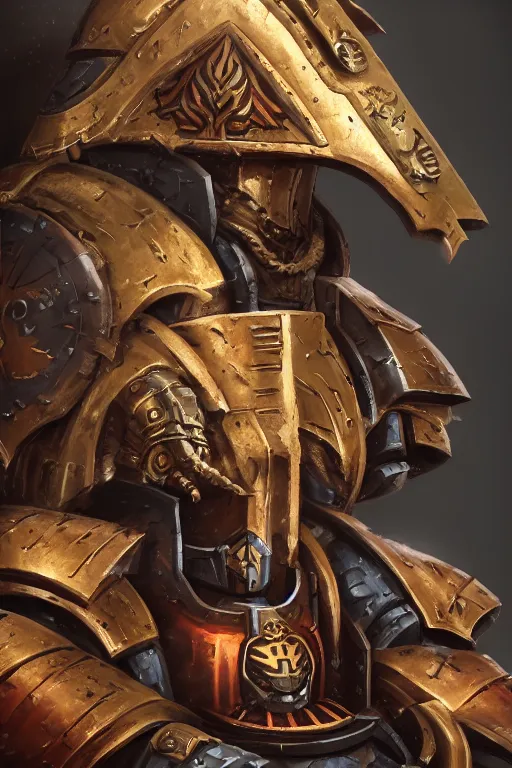 Image similar to armor portrait heros warhammer 4 0 k horus heresy fanart - the primarchs emperor by johannes helgeson animated with vfx concept artist & illustrator global illumination ray tracing hdr fanart arstation zbrush central hardmesh 8 k octane renderer comics stylized