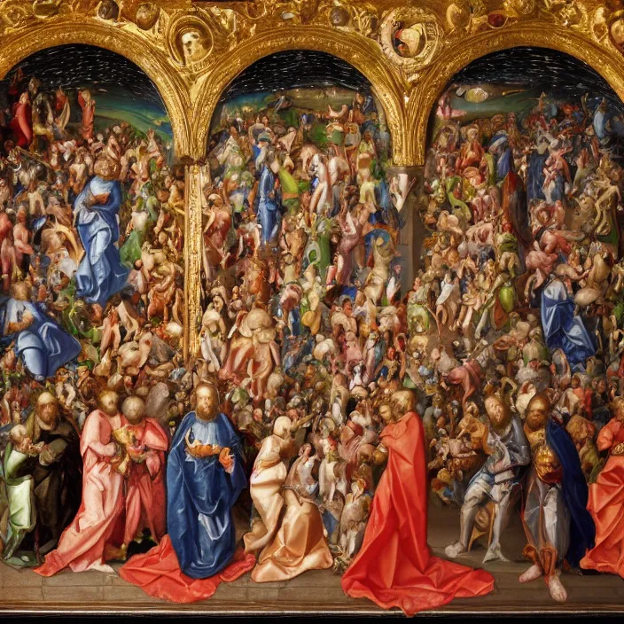 Image similar to the cosmic event at which the unity and the trinity ruptured, creating the false christian god, 16th century painting, unreal engine