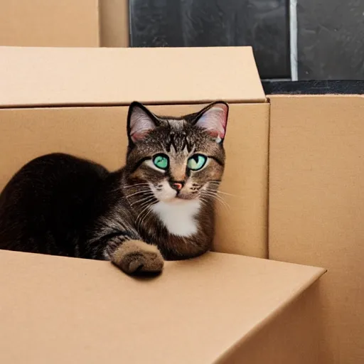 Image similar to cat, cardboard box