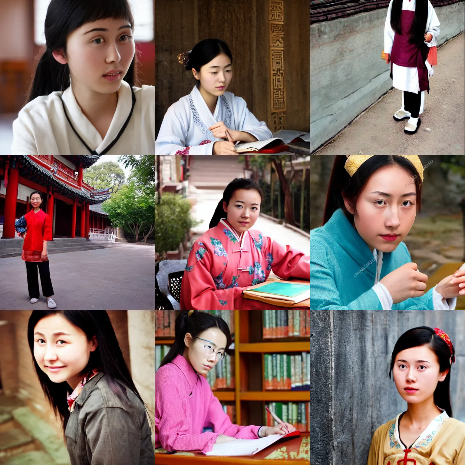 Prompt: A young female Chinese scholar