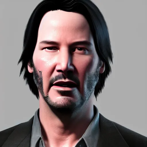 Image similar to Keanu reeves 3D modeling charter Full view by Pixar 4K detailed super realistic