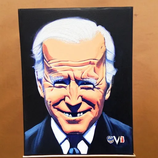 Image similar to evil joe biden on a dark throne, traditional painting