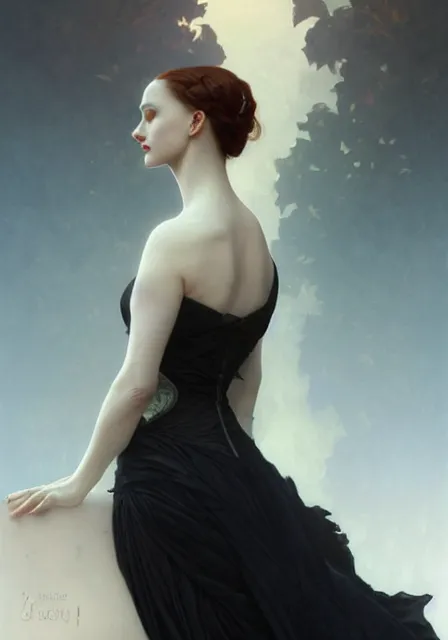 Image similar to sansa eva green gothic, intricate, elegant, highly detailed, digital painting, artstation, concept art, smooth, sharp focus, illustration, art by artgerm and greg rutkowski and alphonse mucha and william - adolphe bouguereau