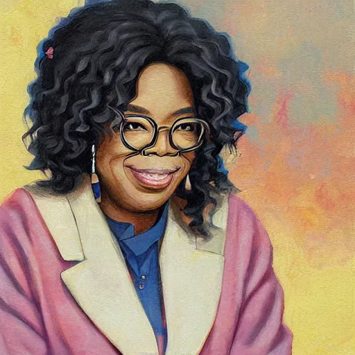 Image similar to anime oprah by by Hasui Kawase by Richard Schmid on canvas