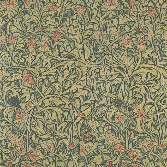 Image similar to a floral wallpaper design by william morris