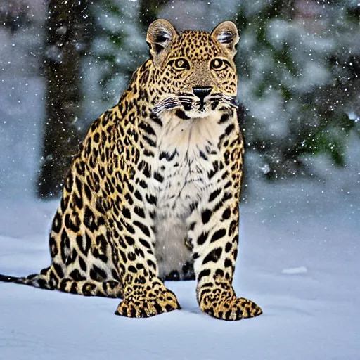 Image similar to a snowy leopard gryphon