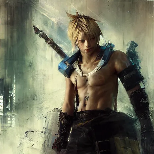 Prompt: final fantasy tidus, jeremy mann painting