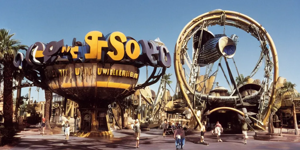 Image similar to 1990s photo of the E.T. ride at Universal Studios in Orlando, Florida, cinematic, UHD