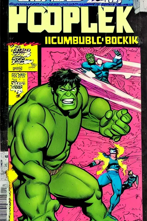 Image similar to incredible hulk comic book front cover,
