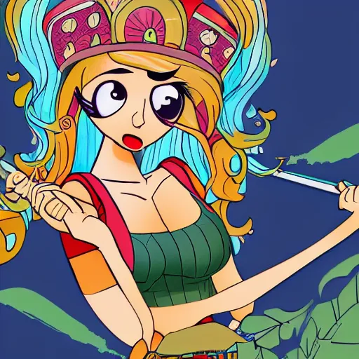 Prompt: illustration of a female character in the style of Pogo, mexican illustrator