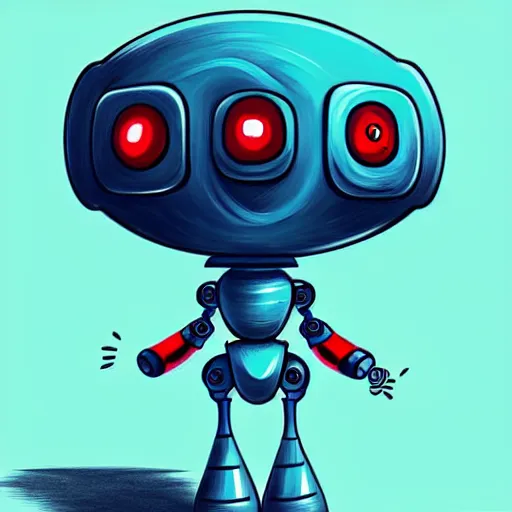 Image similar to tzeho lai, Digital illustration of a cute robot, cartoon character, concept art, cartoony, procreate, drawing, Trend on Behance Illustration, Childrens Art in Artstation