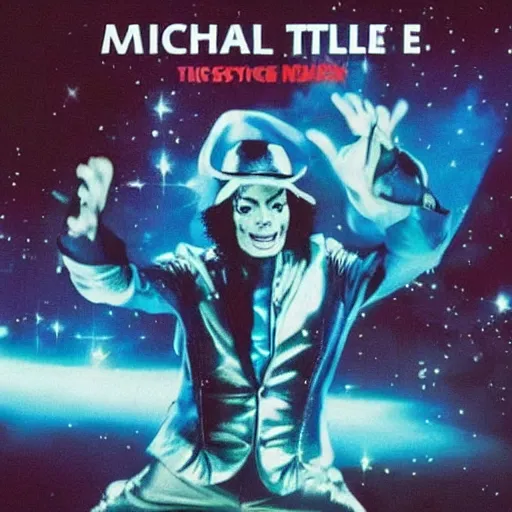 Image similar to Michael jackson blue thriller, cosmic ET style