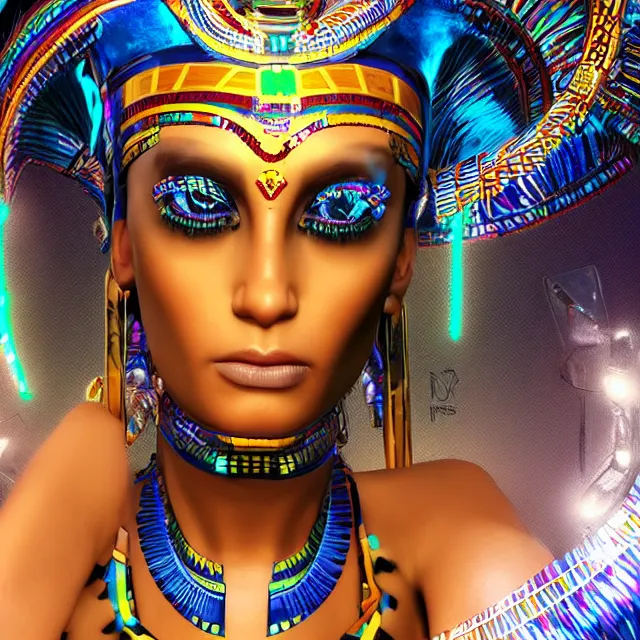 Prompt: a female egyptian / aztecian punk / raver using her mutant electrical powers trending on artstation deviantart pinterest hyper detailed photorealistic highlights and shadow hd 8 k post - processing high resolution