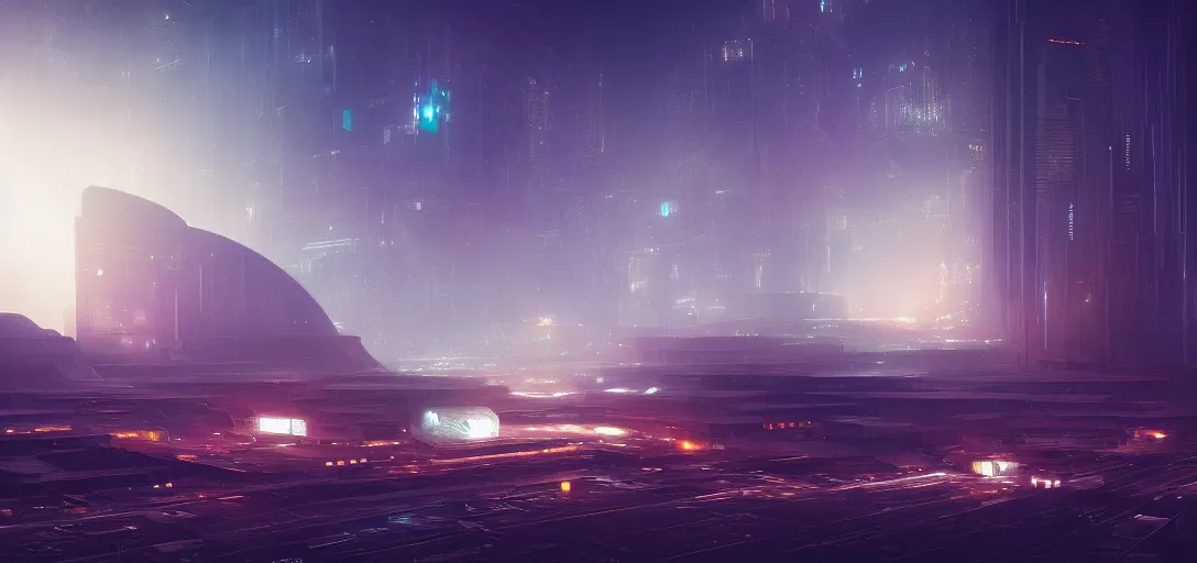 Image similar to view from the desert ground night galaxy of futuristic mechanical blade runner cubes cyberpunk architecture, light rays, symmetry, cinematic lighting, ultra detailed, sharp, ambient occlusion, bloom, raytracing, by greg rutowski, paul chadeisson and jessica rossier