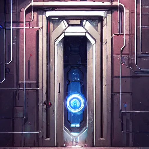 Image similar to an impenetrable vault door, elegant digital illustration by greg rutkowski, cyberpunk, android netrunner