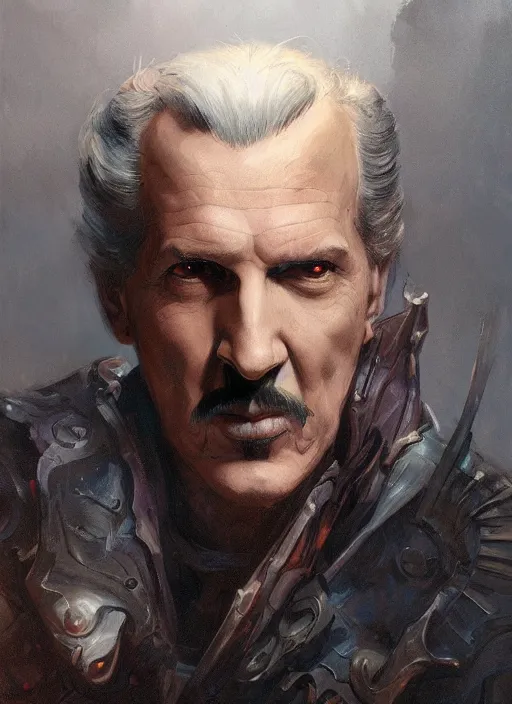 Prompt: Portrait of Vincent Price, marvel comics, dark, intricate, highly detailed, smooth, artstation, digital illustration by Ruan Jia and Mandy Jurgens and Artgerm and Wayne Barlowe and Greg Rutkowski and Frank Frazetta