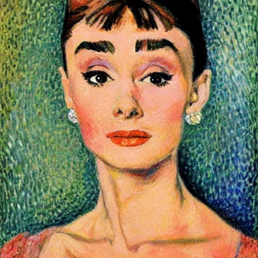 Prompt: audrey hepburn art by camille pissarro