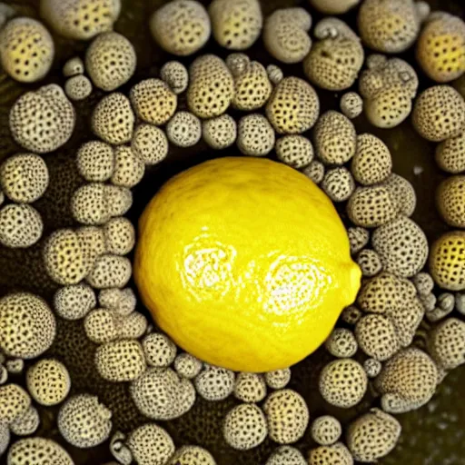 Prompt: a lemon with trypophobia