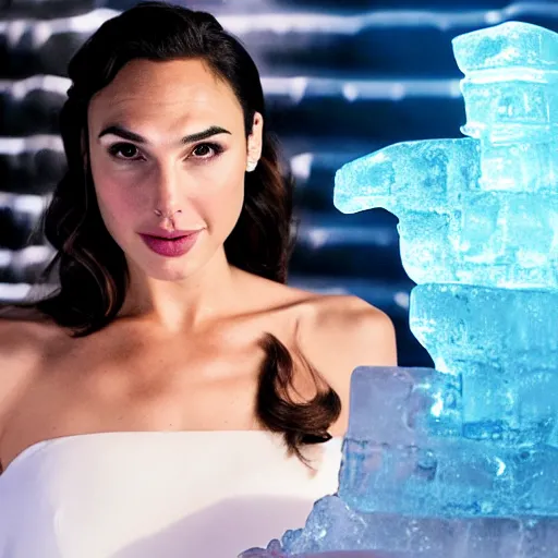 Image similar to portrait of gal gadot as ice sculpture