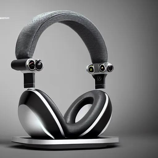 Image similar to wireless headphone stand, futuristic, techno, cyberpunk, product design, render, cute, swag, geometric, fun, iconic