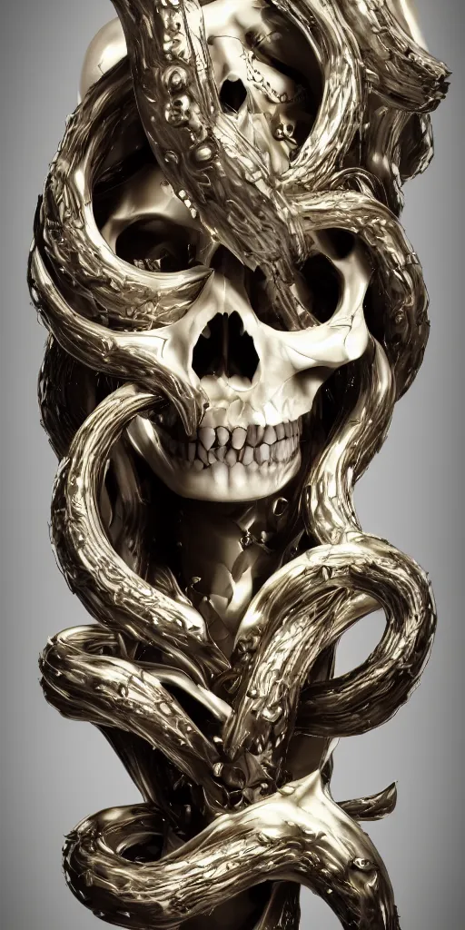 Prompt: the skull of medusa, elegant, beautiful, octane render, fantastic, shining, sharp focus, by hajimesorayama