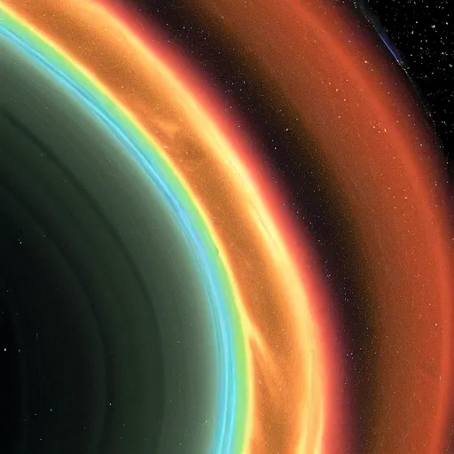 Image similar to A ringed planet, Hubble image, iridescent colours