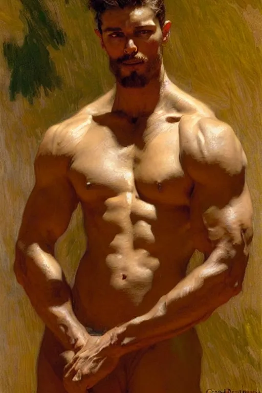 Prompt: muscular gigachad, painting by gaston bussiere, craig mullins, j. c. leyendecker