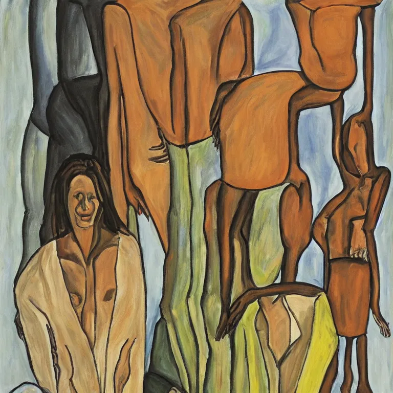 Image similar to a beautiful world by Alice Neel